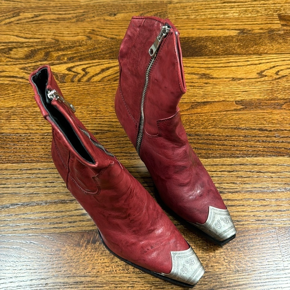 Free People Brayden Italian-crafted leather Western Boots Size 36 / 6 Brandywine - Picture 4 of 8